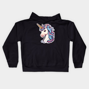 Beautiful Unicorn with rainbow hair Kids Hoodie